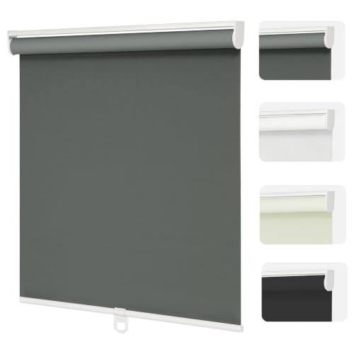 Changshade Blackout Roller Shades Cordless for Windows,100% Room Darkening Window Blinds for Bedroom,Thermal Insulated UV Protection,Easy Install Pull Down Shades for Home,27" w X 72" h,Grey