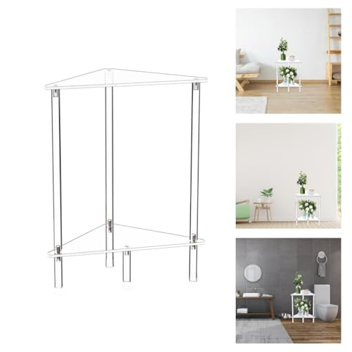 Estante triangular de baño acrílico de 2 niveles para organizar esquinas sin ocupar espacio 5