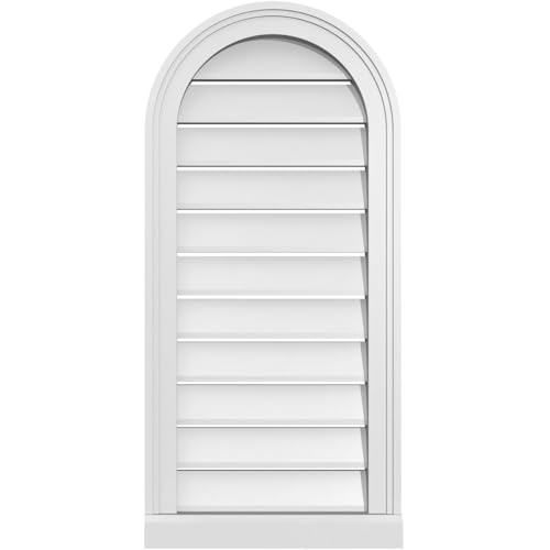 Ekena Millwork GVPRT16X3403SF Round Top Surface Mount PVC Gable Vent, Factory Primed White