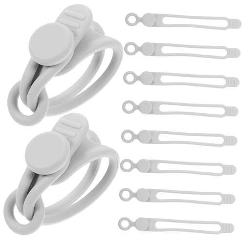 Set de 10 Bridas Reutilizables de Silicona para Cables y Cordon de Alimentación, Gris | Organizador Suave y Resistente para Uso en Casa y Oficina miniatura 1