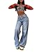 EMMIOL Wide Leg Jeans for Women, Mid Rise Baggy Jeans Plus Size Boyfriends Denim Pants, Y2K Vintage Style, Back-to-School Outfit Blue