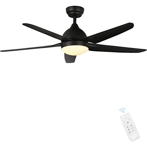 FINXIN Deckenventilator mit LED-Lampe 132/122 CM Indoor Ceiling Fan Light Fixtures for Bedroom,Living Room,Dining Room Including Motor,Remote Switch (BLACK, 132CM 5-Blades)