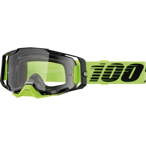 100% Armega MX Offroad Schwimmbrille, Schwarz/Neongelb mit klaren Gläsern