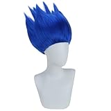 PATTNIUM Dark Blue Wig Short Blue Hair Wig Unisex Spiky Halloween Cosplay Party Wig
