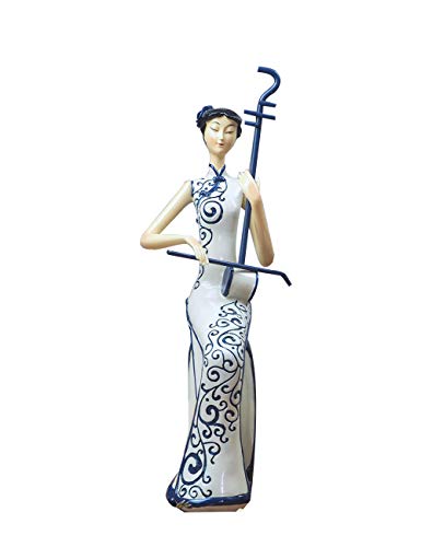 Amoy-Art Mujer Dama Figura Escultura Decorativa Niña Regalo Estatua Decoración del Hogar Hecho a Mano Souvenir Caja de Regalo Pintura Segura para Niños Poliresina 26cmH