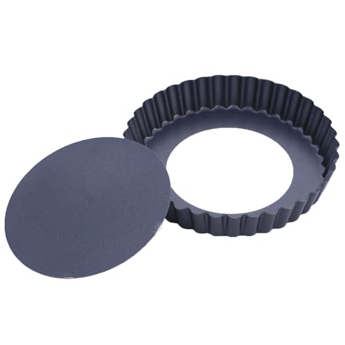 Mooisco 7 Inch Tart Pan Fluted Fruit Pie Pans with Removable Base Nonstick Coating Tarts Molds for...