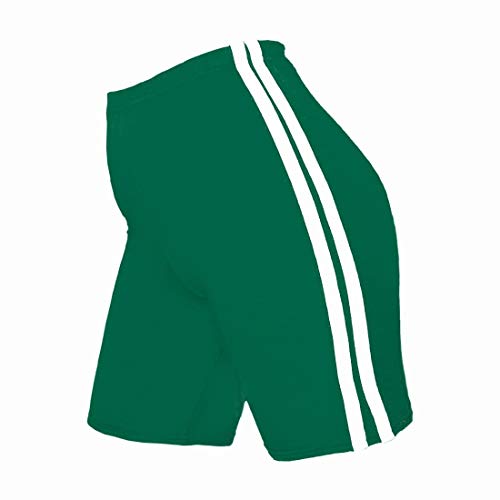 Short de cyclisme d'été en coton vert bouteille taille 42-44 avec double rayure latérale pour femme