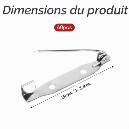 Piriuuo Lot de 60 épingles à nourrice argentées de 30 mm avec 2 trous, pour la fabrication de bijoux et de travaux manuels – vue 2