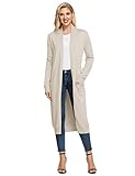 Maxi Cardigan Sweaters for Women Casual Loose Outwear Coat for Beach Plus Size Beige XL
