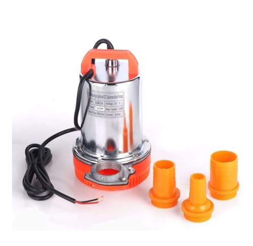 Asian Pumps 24V DC Submersible Water Pump 330W | 7000-9000 LPH | 30 Ft Head | 2 Inch Outlet with 3 nozzle | Solar & Battery Operated | For Boat, Well, Farm, Pond & Dewatering