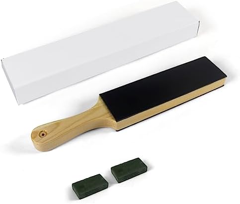 Double Side Leather Strop for Knife Sharpening with Sharpening Polishing Compound, Tool Sharpener for for Honing Knives, Wood Carving and Woodworking