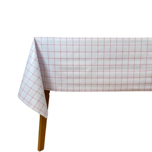 Hulehule Tex - Mantel de Hule PVC en Cuadros Rojos, Amarillos y Verdes sobre Fondo Blanco - ALEJA (140_x_125_cm)