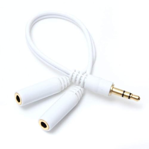 Image of NISHTECH 3.5mm jack 1 male to 2 female Stereo headphone earphone Jack Y Splitter audio adapter Cable (White)