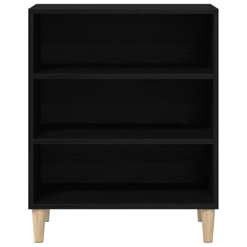 Aparador negro de diseño estable con aspecto de roble texturizado 7