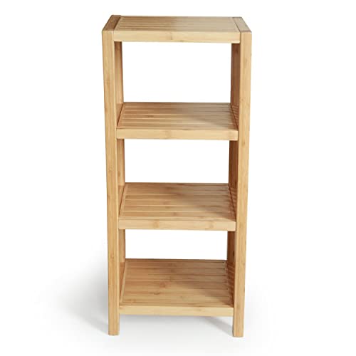 Toilettree Products Deluxe Bamboo Freestanding Bathroom Organizing Shelf, 4-Tier Shelf #TOP4