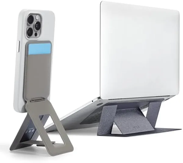 MOFT Adhesive Laptop Stand Starry Grey & Phone Tripod Wallet Taupe