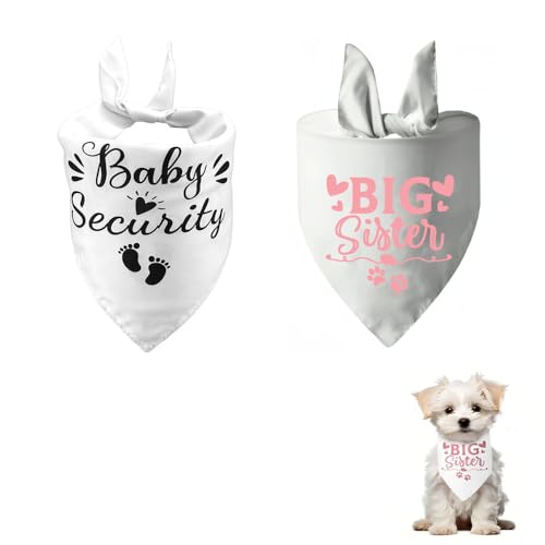 2pcs Dog Bandana for Pregnancy Announcement and Gender Revealing, Big Sister Pet Scarf Bib with Baby Security, Triangle Bandana Accessories for Dogs, Gift for Pet Lovers