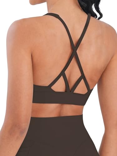 Image of Sunzel Strappy V Neck Criss Cross Back Sports Bra for Women | Removable Pads, Buttery Soft, Four-Way Stretch, Criss Cross Back, V Neck Contour Fit, Medium-Light Support, Yoga Workout Gym