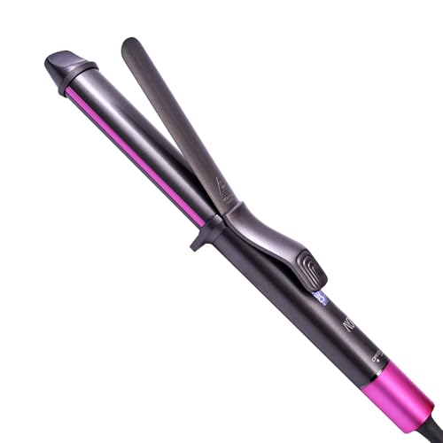Nycoba Curling Iron, 1 1/4 Inch Hair Curling Wand with Ceramic Coating, Professional Hair Curler, Fast Heating up to 430°F, Wide Voltage for Worldwide, 60 Mins Auto Off, Magenta
