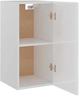 Cigopx Hanging Cabinet Wall Mounted Kitchen Cabinet Hanging Cupboard Storage Cabinet High Gloss White 29.5x31x60 cm Chipboard