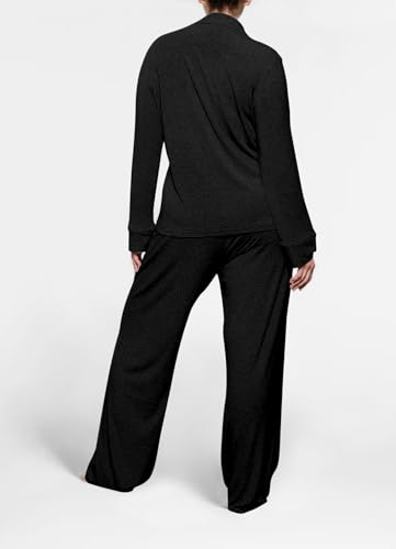 Women's Pajama Sets Long Sleeve Button Down Soft Knit Sleepwear 2 Piece Lounge Set4