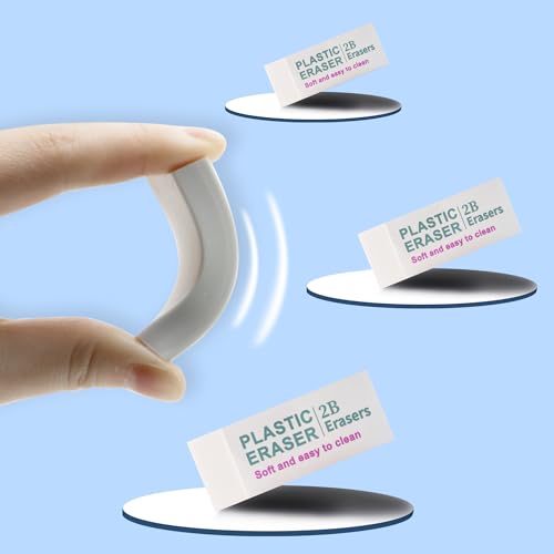 EULANT Weißer Radiergummi 10 Stück, Radierer Kinder, Sanft 2B Eraser für Schulbüros Skizzen Gemälde Bildende Kunst