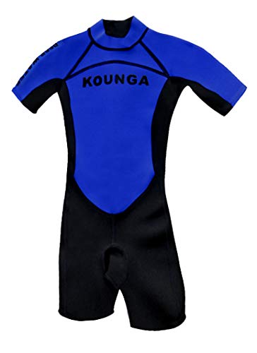 Kounga DW 1.5 Traje de Neopreno Corto para Niño, Unisex niños, Azul/Negro, 10