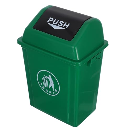 Caneca de basura con tapa abatible verde 10l para cocina y oficina