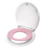 Aünsffer Toddler Toilet Seat with Potty Training Seat Round 16.5inch, 2 in 1 Toilet Seat for Family Built-in Baby Seat Removable, Soft Close + Easy Clean, PP Safe Material, Pink