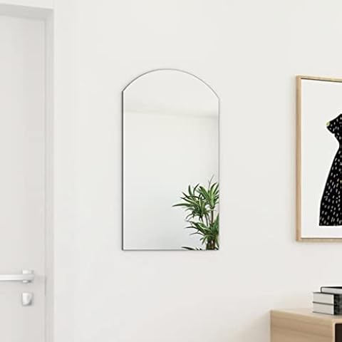 Canditree Frameless Wall Mirror for Living Room, Bedroom, Bathroom, Arched Wall Mounted Mirror (70x40 cm) Cover