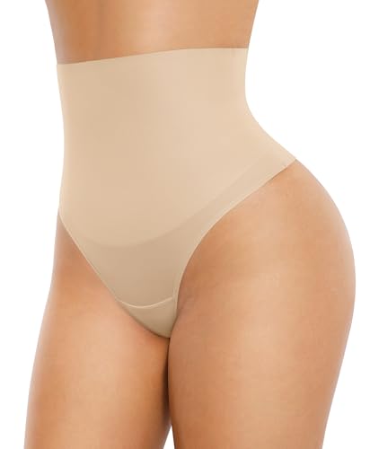 FeelinGirl Thong Shapewear for Women Tummy Control Mid Waisted Body Shaper Underwear Seamless Body Shaper Panties