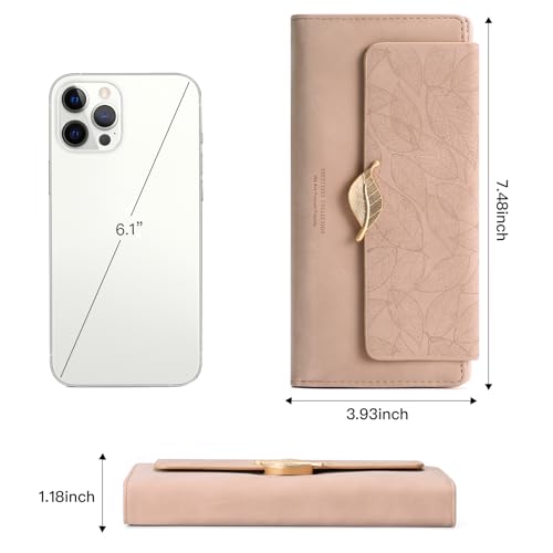 Image of Women's Wallet Leather RFID Blocking Bifold Clutch Large Capacity Credit Card Holder with Coin Zipper Purse
