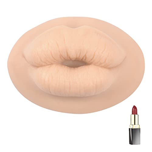 Yeefairy Super Big 3D Realistic Silicone Lips For Makeup Practice, New Upgrade Fake Lips, Soft Skin Touch Lip Mannequin For Tattoo Practice Training With 1 Free Lipsticks(#3, Ivory White) #TOP1