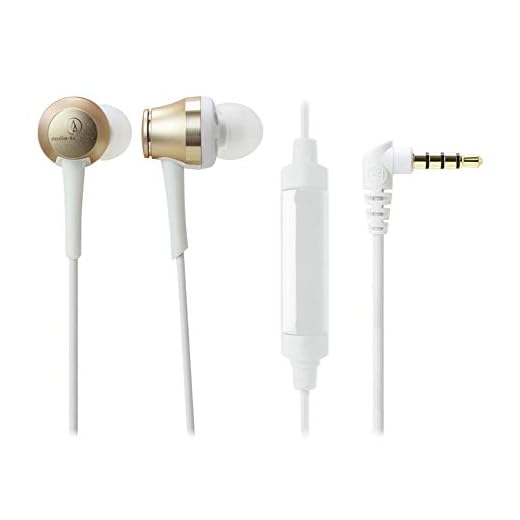 Audio-Technica ATH-CKRS70iSBK ljud verklighet in-ear högupplösta hörlurar med mikrofon och kontroll, svart Adjustable Guld