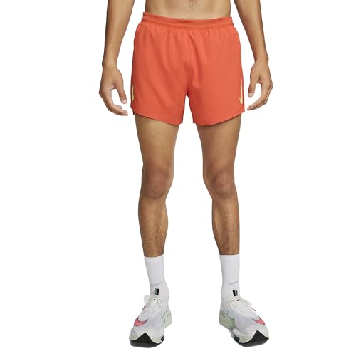 Image of Nike Dri-FIT ADV AeroSwift Men's 4" Brief-Lined Racing Shorts, Orange/Ghost Green, XX-Large