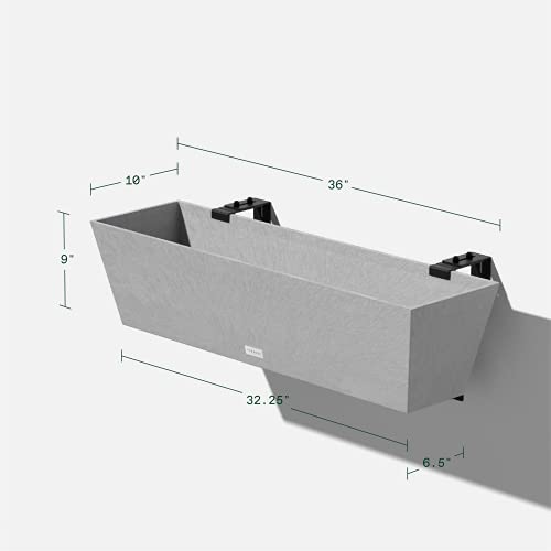 Image of Veradek Pure Series Railing Planter - Tapered Window Box with Bracket