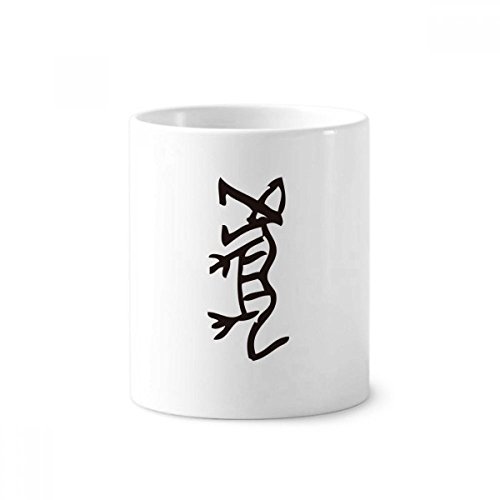 Gobelet en céramique Tigre du zodiaque chinois de 350ml Blanc pour brosse à dents ou stylos