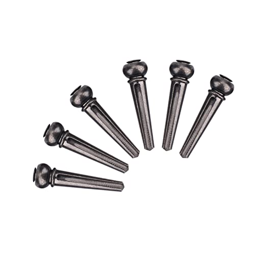 Guitar Bridge Pins, 6Pcs Sturdy Brass Guitar Bridge Pin Replacement Parts for Folk Guitars (Black)