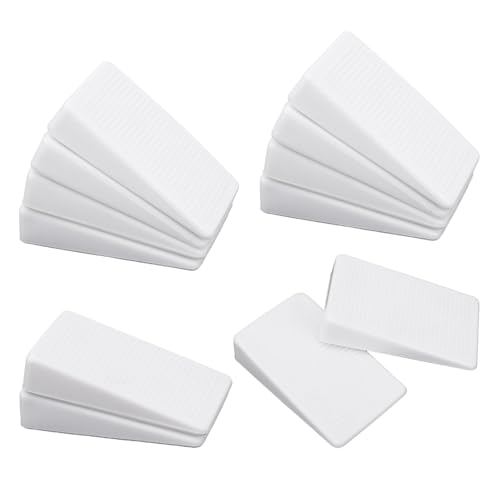 12pcs Cales de Nivellement pour Meuble, Blanches PVC Cale Table Extérieur Empilables et Découpables Niveleurs de Meubles Cales Toilettes pour Tables Lits et...