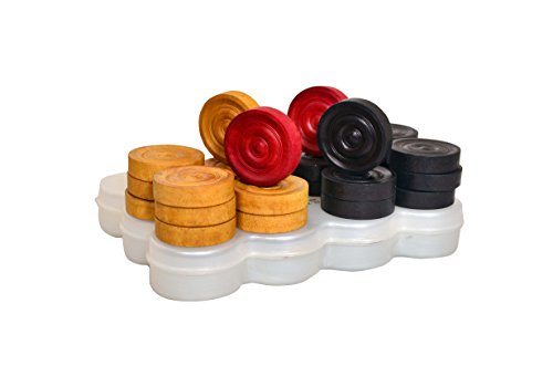Image of Synco Professional Wooden Carrom Coins Set | 24 Carrom Board Coins in Special Case (Platinum Coins)