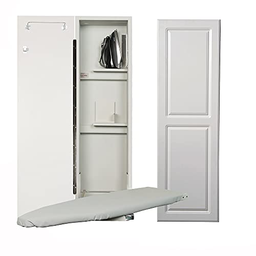 Iron-A-Way ANE-42-L Ironing Center - 42" Built-In Swiveling Ironing Board With Storage Cabinet - Left Hinged Door - White