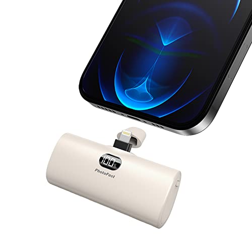 Mcbazel PhotoFast Portable Charger 5000mAh Ultra-Compact Lightning Power Bank with Adjustable Fill Light Battery Pack Compatible with iPhone 14/14 Pro/13/13 Pro/13 Pro Max/12/12 Pro/11 Pro/XR/X/8/Plus