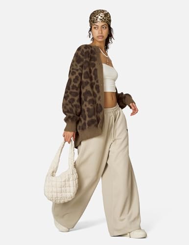 Aelfric Eden Leopard Print Cardigan Sweaters for Women Oversized Cheetah Y2k Crewneck Button Down Long Sleeve Cardigans4