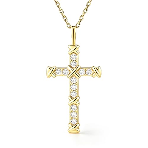 Dainty 14K Gold Cross with CZ Sparkle