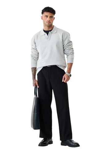 Image of SNITCH Men's Sweatshirt | Regular Fit Crew Neck Full Sleeve Pullover | Minimalist Solid Pattern Breathable 100% Cotton Fabric for Casual Wear & Loungewear