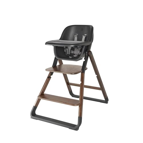 Image of Ergobaby Evolve 3-in-1 High Chair and Kitchen Tower Stool Bundle, Dark Wood