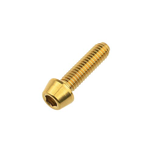 Image of Titanium Ti DIN912 M4 8 10 12 15 20mm Tapered Head Hex Bolts Bicycle Screws Pack of 6 (Gold, M4x15mm)