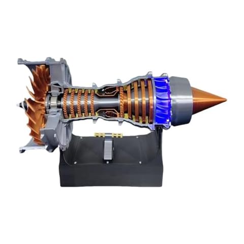 MechPuConToy Turbofan Engine Model Kit That Works, 50+PCS TRENT900 Simulated Functional Turbofan Aircraft Jet Engine Model with LED Light Cover