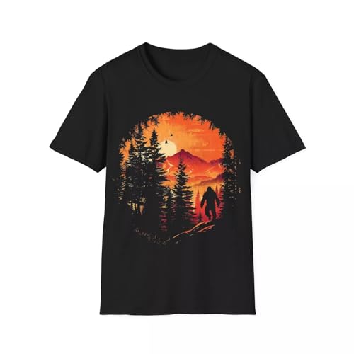 Bigfoot T-Shirt, Sasquatch T-Shirt, Bigfoot Walking Shirt, Unisex Softstyle Black L