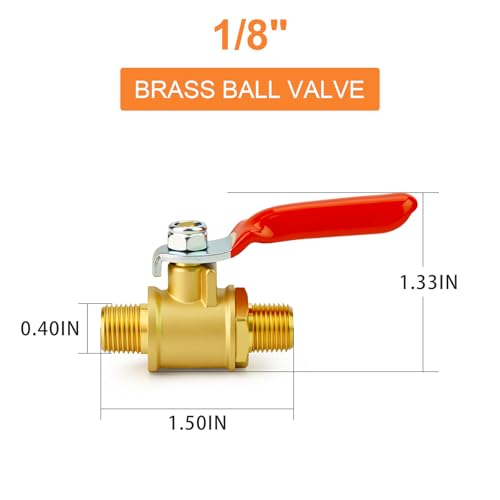 Image of GASHER 3PCS 1 /8 Inch Brass Mini Ball Valve, Shut Off Valve, 1 /8 Inch MNPT Thread Pipe Fitting